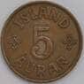 Исландия 5 эйре 1942 КМ7.2 XF арт. 39501