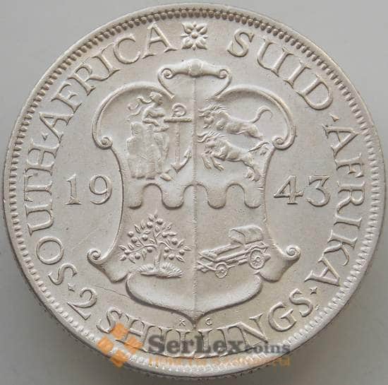 Южная Африка ЮАР 2 шиллинга 1943 КМ29 UNC Серебро арт. 14666