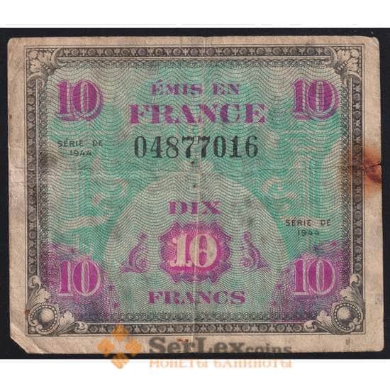 Франция банкнота 10 франков 1944 Р116 VG арт. 42607