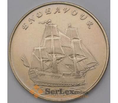 Гилберта острова (Кирибати) 1 доллар 2014 Корабль парусник ENDEAVOUR арт. 36986