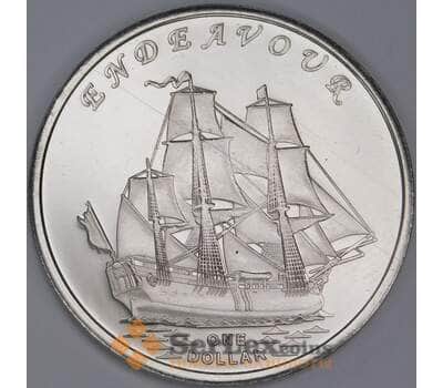 Гилберта острова (Кирибати) 1 доллар 2014 Корабль парусник ENDEAVOUR арт. 36986