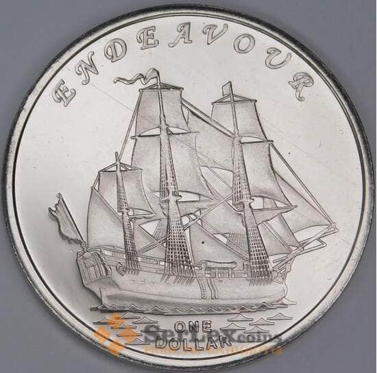 Гилберта острова (Кирибати) 1 доллар 2014 UNC Корабль парусник ENDEAVOUR арт. 36986