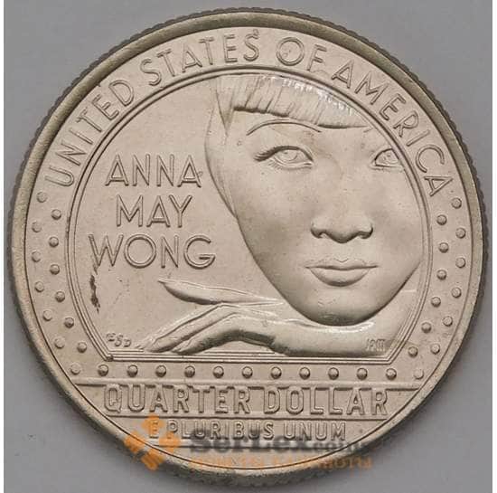 США 25 центов 2022 D №5 Женщины Анна Мэй Вонг арт. 38365