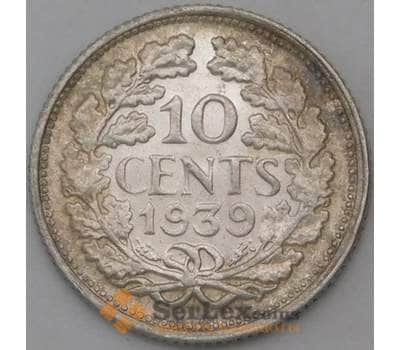 Монета Нидерланды 10 центов 1939 КМ163 aUNC арт. 28179