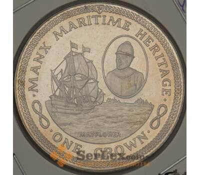 Монета Мэн остров 1 крона 1982 КМ96 Корабль Мейфлауэр (ОС) арт. 21466