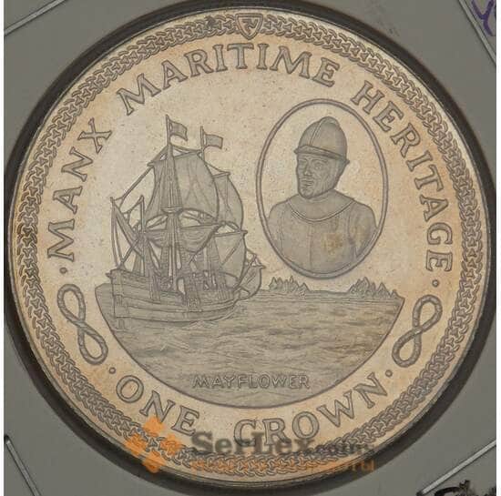 Мэн остров 1 крона 1982 КМ96 Корабль Мейфлауэр (ОС) арт. 21466