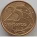Монета Бразилия 25 сентаво 1998-2017 КМ650 UNC арт. 11532