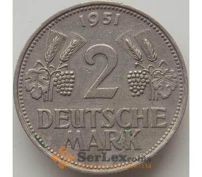 Монета Германия 2 марки 1951 D КМ111 VF арт. 12212