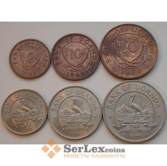 Уганда 5 10 20 50 центов 1 2 шиллинга 1966 UNC набор монет арт. 8804