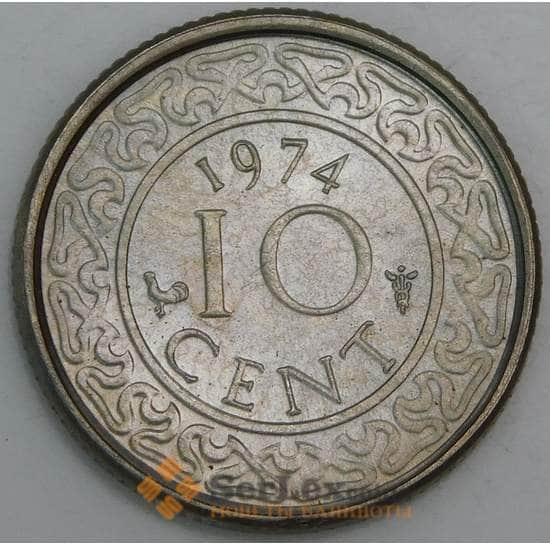 Суринам монета 10 центов 1974 КМ13 UNC арт. 46260