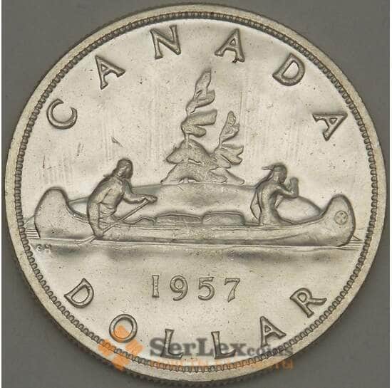 Канада 1 доллар 1957 КМ54 UNC Серебро (n17.19) арт. 21652