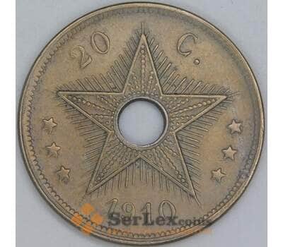 Бельгийское Конго 20 сантимов 1910 КМ19 XF арт. 55300
