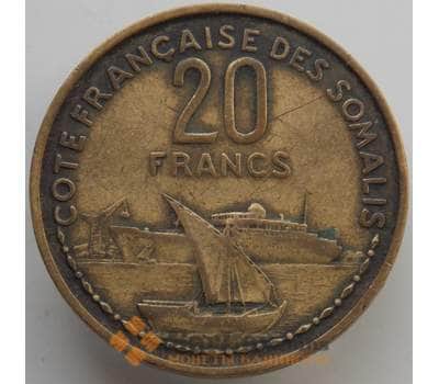 Монета Французское Сомали 20 франков 1952 КМ7 VF арт. 14576
