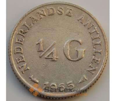 Монета Нидерландские Антиллы 1/4 гульдена 1965 КМ4 VF арт. 8311
