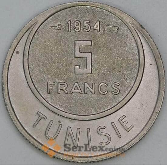 Тунис 5 франков 1954 КМ277 aUNC арт. 55225 Тунис 5 франков 1954 КМ277 aUNC арт. 55225