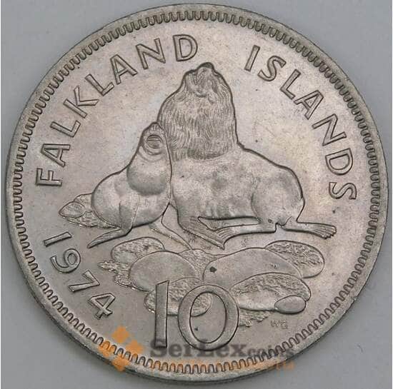 Фолклендские острова 10 пенсов 1974 КМ5.1 XF арт. 56246
