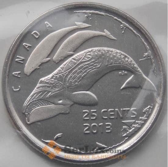 Канада монета 25 центов 2013 Охота на китов UNC матовые арт. 5359