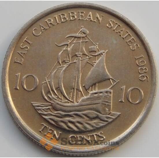Восточно-Карибские острова 10 центов 1986 КМ13 Корабль арт. 5372