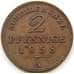 Монета Германия - Шаумбург-Липпе 2 пфеннига 1858 А КМ40 XF арт. 5389