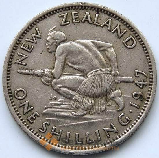 Новая Зеландия 1 шиллинг 1947 КМ9а VF арт. 5489