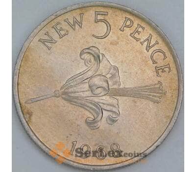 Монета Гернси 5 пенсов 1968 КМ23 AU арт. 5500
