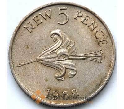 Монета Гернси 5 пенсов 1968 КМ23 XF арт. 5501