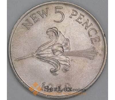 Монета Гернси 5 пенсов 1968 КМ23 XF арт. 5501