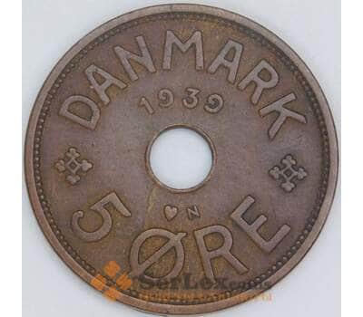 Монета Дания 5 эре 1939 КМ828.2 XF арт. 5536
