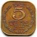 Монета Цейлон 5 центов 1971 КМ129 VF арт. 5579
