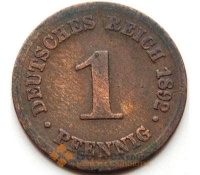 Монета Германия 1 пфенниг 1892 F КМ10 VF арт. 5592