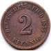 Монета Германия 2 пфеннига 1875 G КМ2 VF арт. 5597