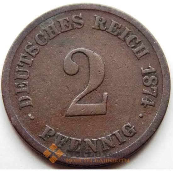 Германия 2 пфеннига 1874 E КМ2 VF арт. 5598