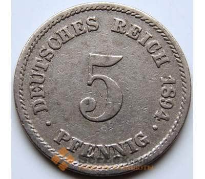 Монета Германия 5 пфеннигов 1894 E КМ11 VF арт. 5601
