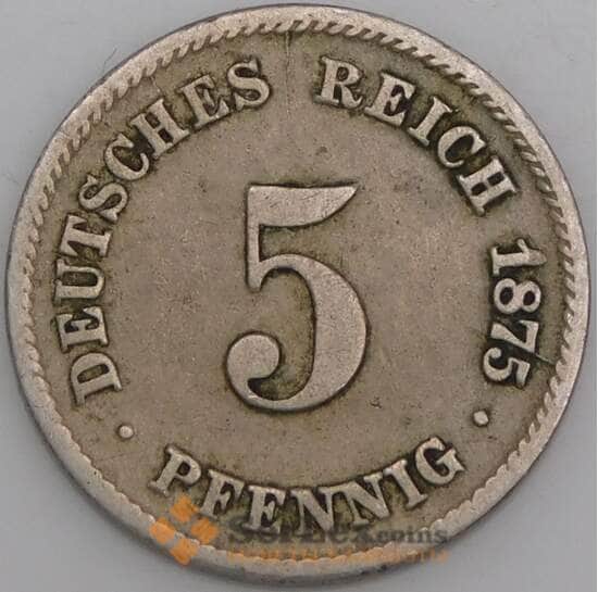 Германия монета 5 пфеннигов 1875 С КМ3 VF арт. 5603