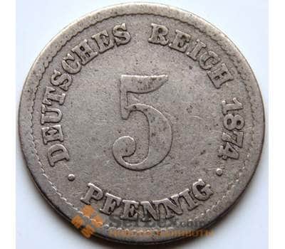 Монета Германия 5 пфеннигов 1874 С КМ3 VF арт. 5606