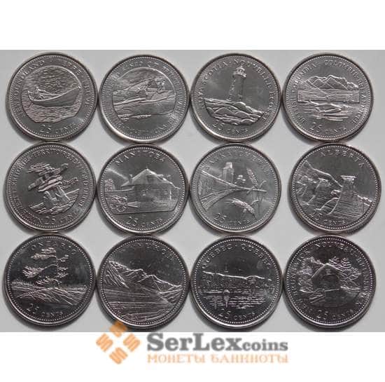 Канада набор монет 25 центов* 12 шт 1992 UNC Территории Канады арт. 4459