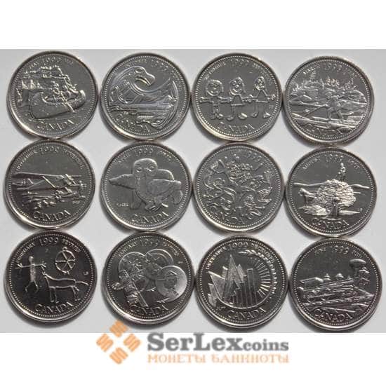 Канада набор монет 25 центов*12 шт 1999 UNC Месяца года арт. С04461