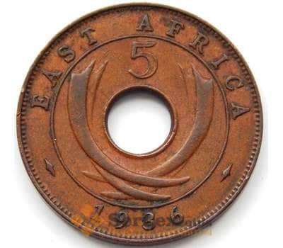 Монета Британская Восточная Африка 5 центов 1936 КМ18 XF арт. 5630
