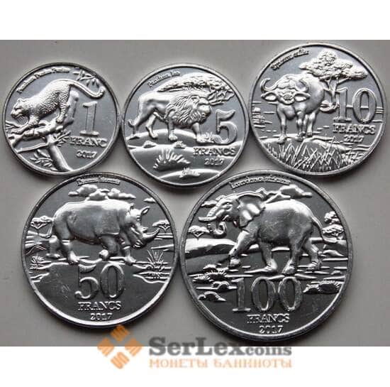 Катанга Набор монет 1, 5, 10, 50, 100 франков (5 шт) 2017 UNC арт. 5669