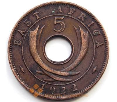 Монета Британская Восточная Африка 5 центов 1922 КМ18 XF арт. 5654