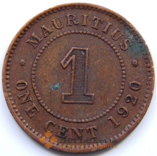 Маврикий 1 цент 1920 КМ12 XF арт. 5668