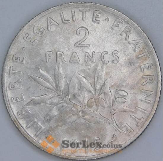 Франция 2 франка 1915 КМ845 XF арт. 57128