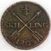 Швеция монета 1/4 скиллинга 1803 КМ564 VF арт. 47439