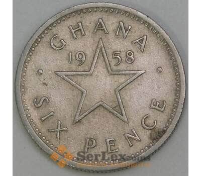 Монета Гана 6 пенсов 1958 КМ4 VF арт. 8524