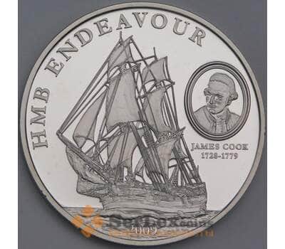 Монета Острова Кука 1 доллар 2009 UC219 Proof Джеймс Кук корабль Индевор HMS Endeavour арт. 40221