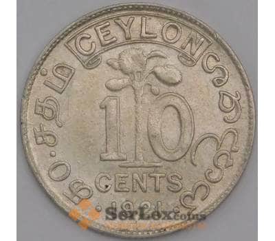 Цейлон монета 10 центов 1921 КМ104а XF арт. 43925