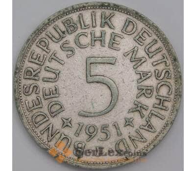 Германия монета 5 марок 1951 F КМ112 VF арт. 43582