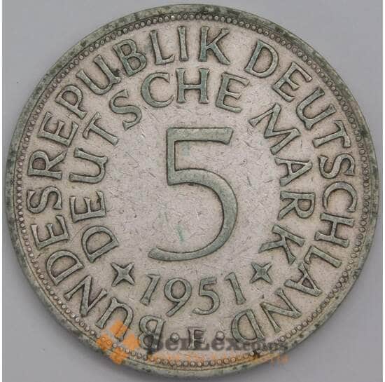 Германия монета 5 марок 1951 F КМ112 VF арт. 43582