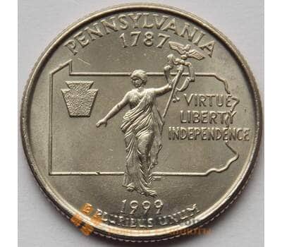Монета США 25 центов 1999 P КМ294 UNC Пенсильвания (J05.19) арт. 16725