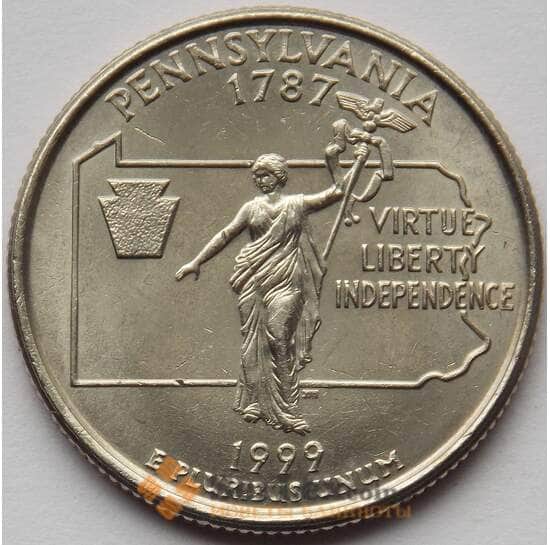 США 25 центов 1999 P КМ294 UNC Пенсильвания (J05.19) арт. 16725